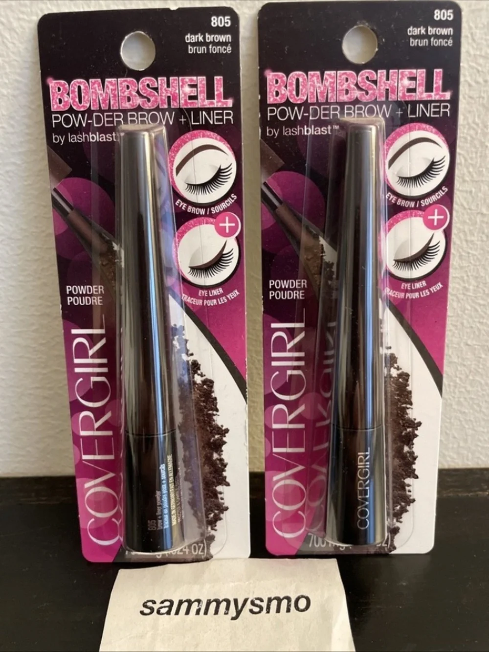 Covergirl Bombshell Pow-Der Brow + Liner 805 Dark Brown, x2 Discontinued, Read